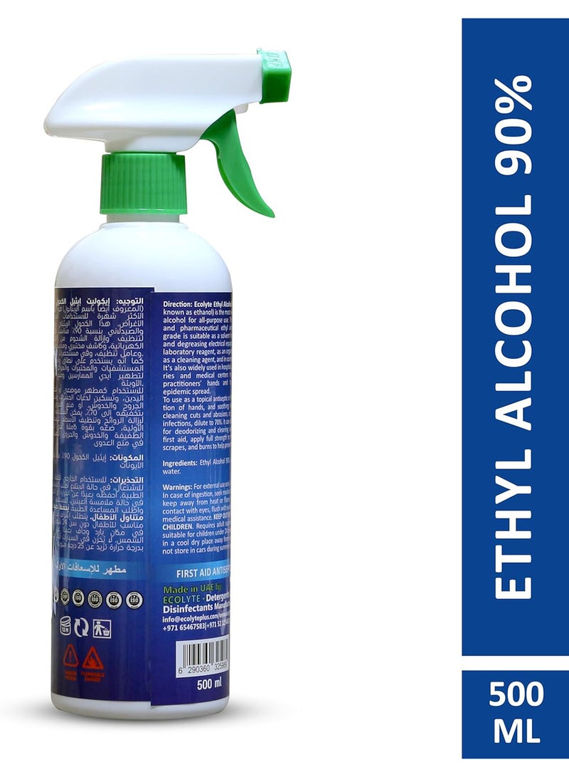 ECOLYTE+ رذاذ مطهر ECOLYTE+ كحول إيثيلي 90% - 500 مل - Image 2